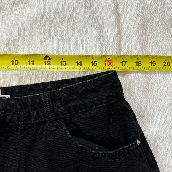 Princess Polly Black Jean Shorts Distressed Frayed Hem - Picture 7 of 9